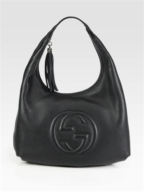 gucci black leather soho chain hobo bag|large slouchy hobo bag leather.